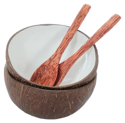 Produktbild von BONTANG Kokosnusschalen 2er Set + 2 Kokosnussöffel