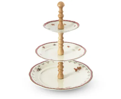Obrázek produktu pro Etažér, světlé dřevo, vánoční porcelán, perníčky, Leander