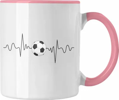 Produktbild von Trendation - Fußballer Herzschlag Tasse Geschenk für Fußballspieler Geschenkidee Kaffee-Becher (Rosa)