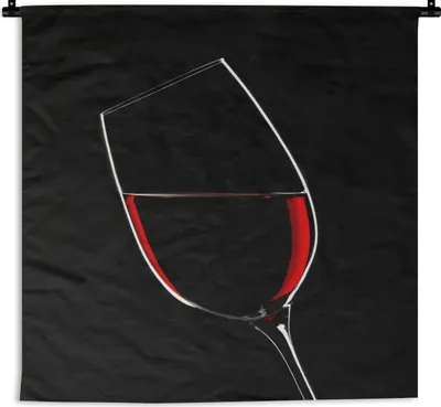 Produktbild von MuchoWow® Wandteppich Wandbehang Rotwein auf schwarzem Hintergrund 90x90 cm Tapisserie Dekoration Wandtuch - Wandaufhänger