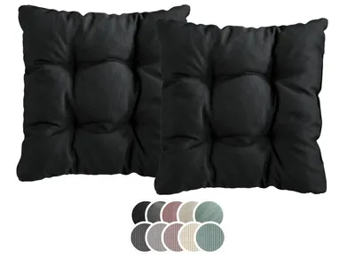 Obrázek produktu pro XDREAM sada 2 polštářů na židle | 38 x 38 x 6 cm | černá | sedák na zahradu, do kuchyně a jídelny