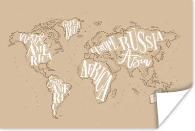 Produktbild von MuchoWow® Poster Weltkarte - Buchstaben - Weiß 30x20 cm - Plakate - Print
