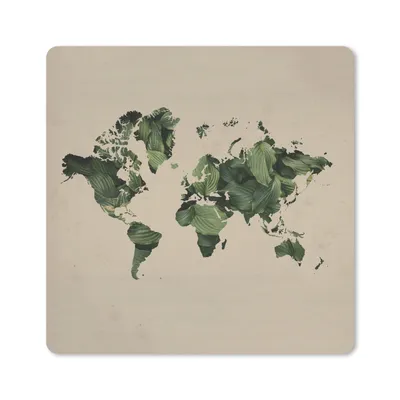 Produktbild von MuchoWow® Mauspad Mousepad Weltkarte - Pflanzen - Muster 20x20 cm - Mousepads - Maus Mat - Pad - Mausunterlage - Desk Mat - Bureauartikeln