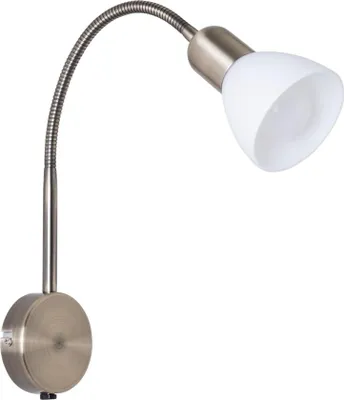 Produktbild von ARTE LAMP Wandleuchte innen – LED-Wandlampe für Küche – mit goldbrauner Metall-Lampenfassung und weiß glas Lampenschirm – Kabel