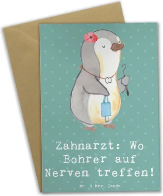 Produktbild von Mr. & Mrs. Panda Glückwunschkarte Zahnarzt Nerven - Meeresbrise - Geschenk, einladungskarten, Zahnpflege, Grußkarten, kreative Geschenke, osterkarten, Zahnheilkunde