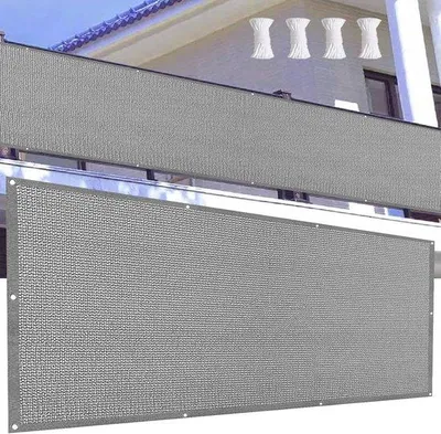 Image de Brise-vent de balcon sans perçage - 95 x 500 cm - Protection contre le vent et les UV pour le balcon et le jardin