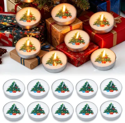 Immagine prodotto di Candele decorative per Natale - Set di 10 - Albero di Natale - Candele profumate - Relax - Festa - Casa - Decorazioni natalizie