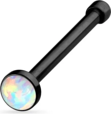 Produktbild von viva-adorno 0,8mm Nasenstecker Nasenpiercing Piercing Stecker Opal Chirurgenstahl 316L verschiedene Farben Z506,schwarz gerade