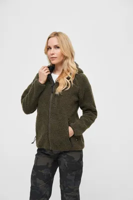Image de Brandit Ladies Teddyfleecejacke Hood, oliv