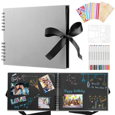 Productafbeelding van Plakboek fotoalbum, 80 zwarte pagina's, 38 x 20 cm, doe-het-zelf