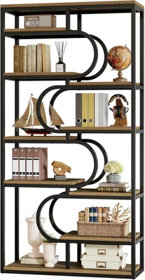 Produktbild von Tribesigns 5-stöckiges Industrie-Bücherregal, 177 cm hohes Etagere-Bücherregal mit robustem Metallrahmen, freistehendes Regal, Home Office, Wohnzimmer