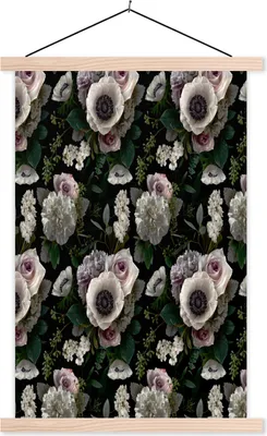 Produktbild von MuchoWow® Textilposter Blumen - Anemone - Rosa 60x90 cm mit holzfarbenen Rahmen - Textil