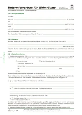 Obrázok produktu pre RNK Verlag 520/10 Zmluva o podnájme obytných priestorov 4 strany zložené do formátu DIN A4 10 kusov(P)