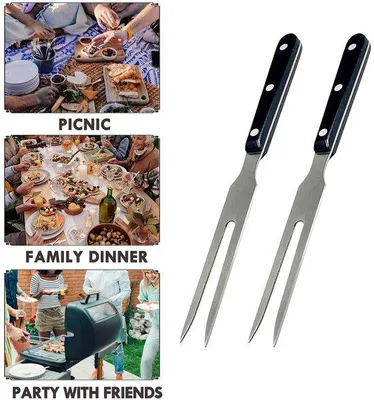 Immagine prodotto di Due forchette da barbecue, forchette in acciaio inossidabile da 25 cm per barbecue