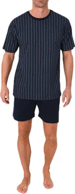 Produktbild von Normann Herren Schlafanzug kurzarm Shorty Pyjama in zeitloser Minimal Print Optik ; navy , 48