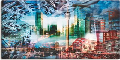Produktbild von ARTland Leinwandbild Düsseldorf Skyline Collage VII Größe: 60x30 cm