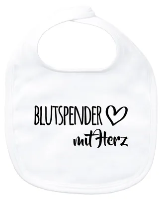 Produktbild von Huuraa Baby Lätzchen Blutspender mit Herz White Klettverschluss  Baumwolle Latz Geschenkidee