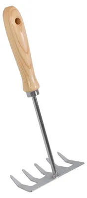 Produktbild von Handrechen - 5 Zinken - Verzinkter Stahl - Eschenholzgriff