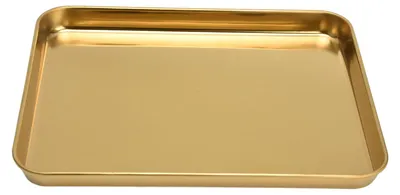 Immagine prodotto di Piattino rettangolare in acciaio inossidabile con fondo piatto, ideale per ristoranti e uso domestico, color oro