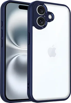 Produktbild von Hülle für iPhone 16 Transparente Rückseite TPU Bumper Stoßfest Handyhülle Blau