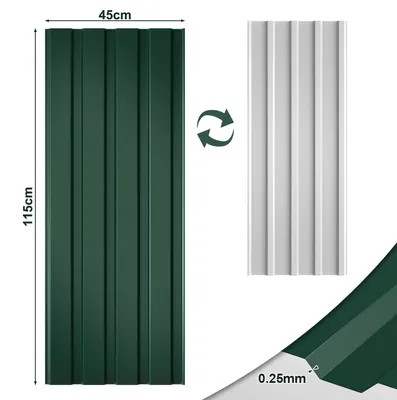 Image de Peviasot, 36 pièces de tôle de toiture, tôle ondulée, tôle profilée, plaques en métal, surface lisse, avec gants, 115x45 cm, 0,25 mm, 188 m², vert