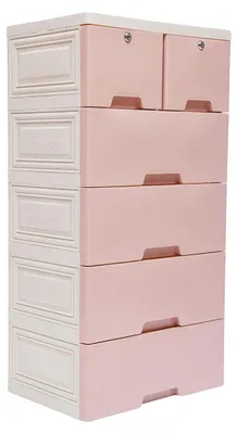 Immagine prodotto di Mobile contenitore, 6 cassetti, con serratura e ruote, rosa