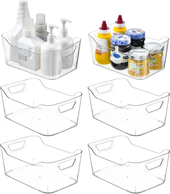 Produktbild von 6 Stück Aufbewahrungsbox,Kunststoff Aufbewahrungskorb mit Griffsfür Küchenschrank Organizer,Kühlschränke,Vorratskam