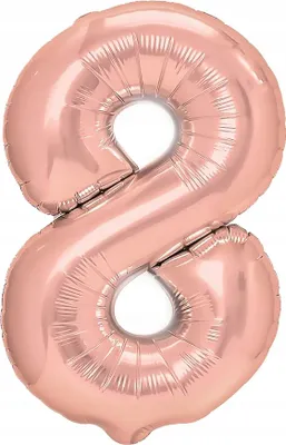 Image de Ballon en plastique chiffre HUIT, or rose, 40 cm