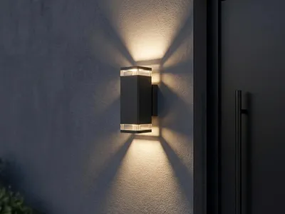 Produktbild von Up and Down Außenwandleuchte Fassadenlampe aus Aluminium in Schwarz, Höhe 23cm