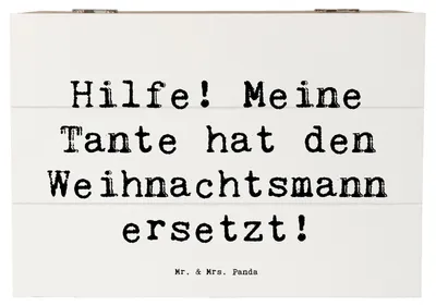Produktbild von Mr. & Mrs. Panda Box Spruch Tante Weihnachten 22 x 15 cm - Weiß - Geschenk, fotobox, Neffe, Geschenke, Schatulle, Handarbeit, geschenkkiste, Liebe, Verwandtschaft, Nichte