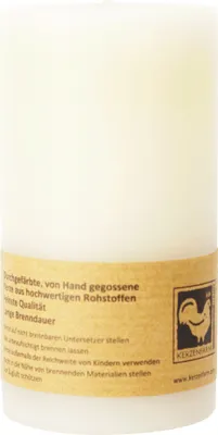 Produktbild von Stumpenkerze aus Paraffin, Glatt, 50/90 mm, Elfenbein, KERZENFARM HAHN, Brenndauer ca. 29h