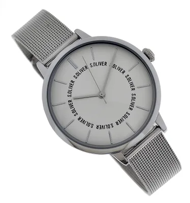 Produktbild von s.Oliver Damen Analog Quarz Uhr mit massives Edelstahl Armband SO-3696-MQ