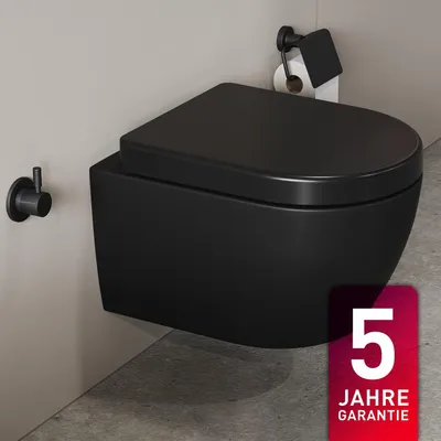 Produktbild von Spülrandloses Dusch-WC Schwarz Matt - Taharet Taharat  - Softclose WC-Sitz - Hygiene Wand-WC