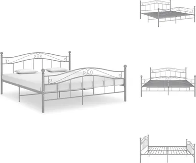 Produktbild von vidaXL Bett Grau Metall 140x200 cm -  Betten & Bettgestelle