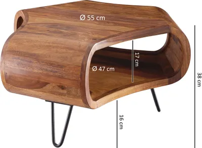 Image de Table basse WL5.603 Sheesham 60x60x35 cm Bois massif Plateau &