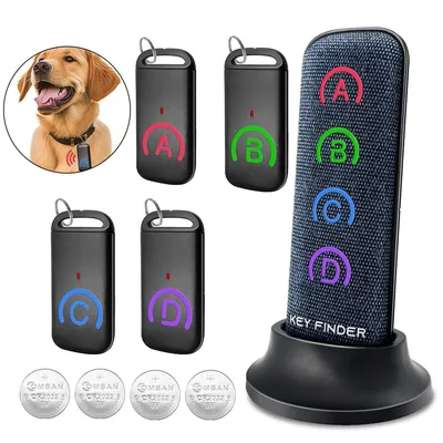 Produktbild von Key Finder Set, 85 dB Schlüsselfinder mit moderner Stoff-Fernbedienung und kompakten Empfängern, schnell verlorene Gegenstände finden