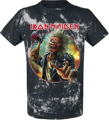 Produktbild von Iron Maiden T-Shirt Herren Axe Eddie Blacksplattered schwarz/grau L