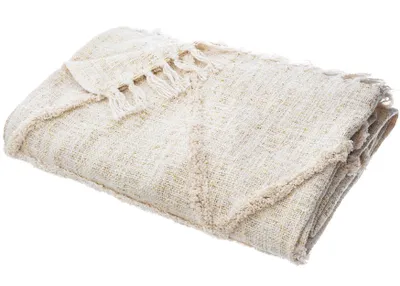Image de Couvre-lit en coton beige style bohème pour chambre à coucher 130 x 180 cm Atmosphera