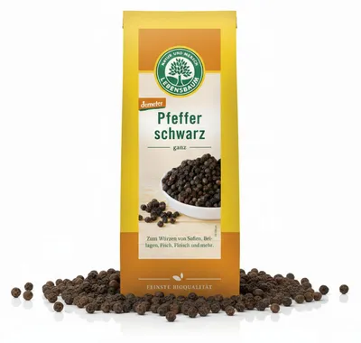 Produktbild von Lebensbaum Pfeffer, schwarz, ganz 50 g - 1 Beutel
