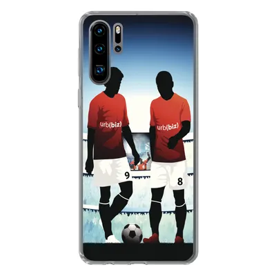 Produktbild von MuchoWow® Handyhülle Schutzhülle Hülle für Huawei P30 Pro Eine Illustration von zwei Fußballspielern in einem Stadion - Jungen - Mädchen - Kinder Silikon Softcase Handy Hülle - Schutzdeckel