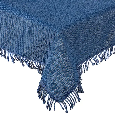 Produktbild von Tischdecke 140 cm rund Blau Gartentischdecke Weichschaum Outdoor PVC Terrasse Balkon rutschfest wetterfest