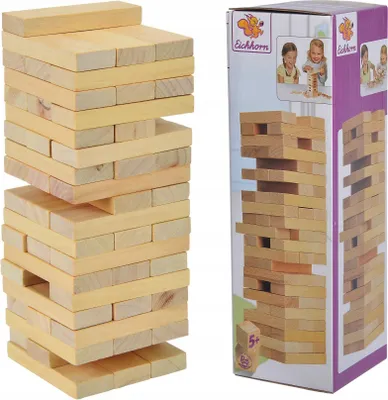 Produktbild von Eichhorn Wooden Tumbling Tower, Brettspiel, Feinmotorik (Geschicklichkeit), 5 Jahr(e), Familienspiel