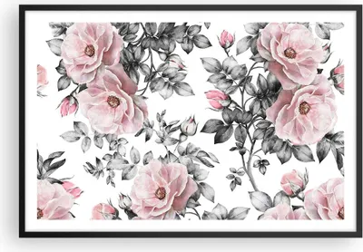 Produktbild von Gerahmtes Poster - Schwarzer Rahmen - Blumen Blätter Pflanze Rose - 91,5x61 cm - Wand Bild - Wanddeko - Wandbilder - Wandposter - Bilderrahmen - Bilder - Kunstdruck - Wandbild - P2BAA91x61-2952