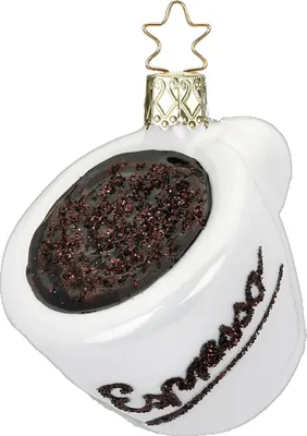 Produktbild von Christbaumschmuck Espresso Tasse 6cm Glas Figur Weiß / Braun