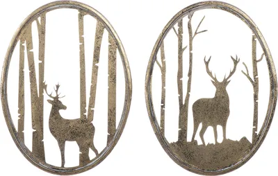 Produktbild von Gilde Wandrelief, oval, "Hirsch im Wald", Hirschmotiv, Waldmotiv, Metall, goldfarben, , , L. 2 cm, B. 30,5 cm, H. 40 cm 2 Stück wie abgebildet 69851