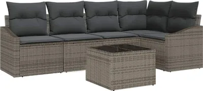 Produktbild von vidaXL Gartensofa-set 6 stk. Hellgrau Poly-Rattan