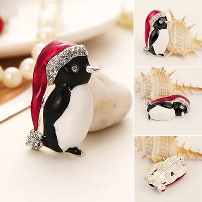 Produktbild von Mode Strass Kreative Pinguin Hut Brosche Pin Schmuck Party Weihnachten Geschenk
