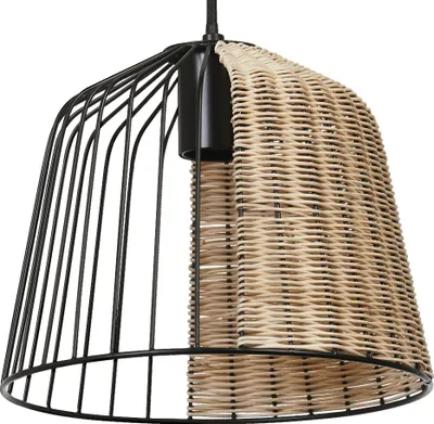 Zdjęcie produktu dla Lampa wisząca LEDVANCE Decor Cage Bell w stylu industrialnym, czarna/brązowa, obudowa w kształcie klatki wykonana z metalu i rattanu, gniazdo E27, średnica 260 mm, łatwy montaż, żarówka nie wchodzi w skład zestawu