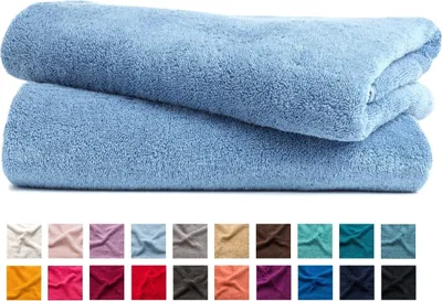 Produktbild von Handtücher Set 500 g/m², 100% Baumwolle, (Duschtücher 70x140 cm, Set, 2-tlg, grün - nr 27), Frottee, mit Aufhänger