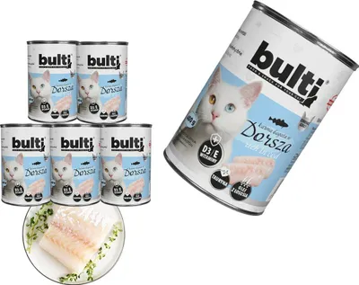 Obrázek produktu pro BULTI | Krmivo pro kočky s treskou – sada 6 plechovek po 400 g mokrého krmiva – krmivo s rybou pro kočky
